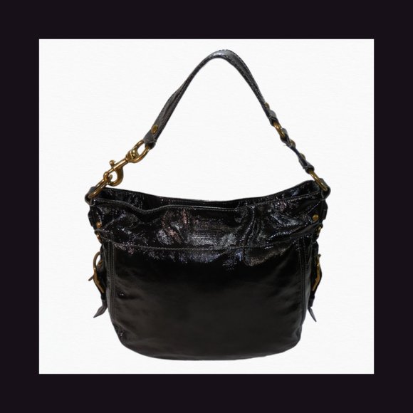 COACH ZOE HOBO Black Patent Leather Shoulder Handbag - Picture 1 of 7
